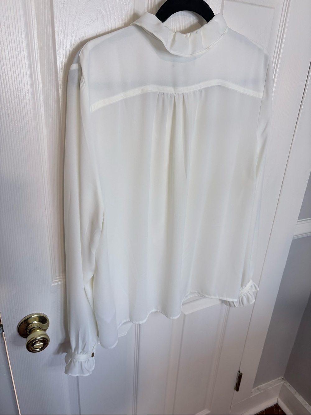 J.Crew Drapey Cottage Top Ruffle Neck Blouse Ivory Cream Size 16 - Picture 8 of 10